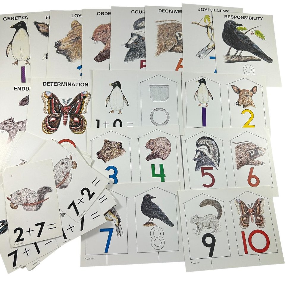 Vintage Large Size Flash Cards Single Sided Numbers Arithmetic Biblical